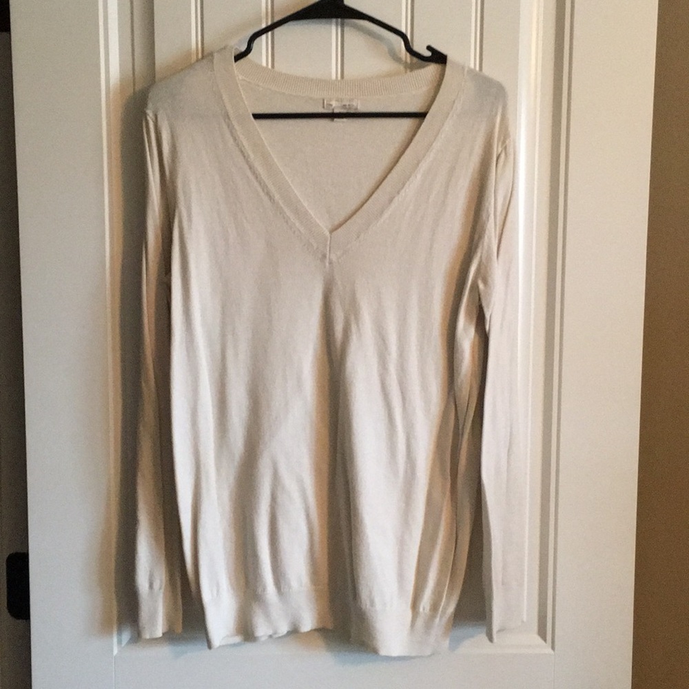Cream V Neck Sweater